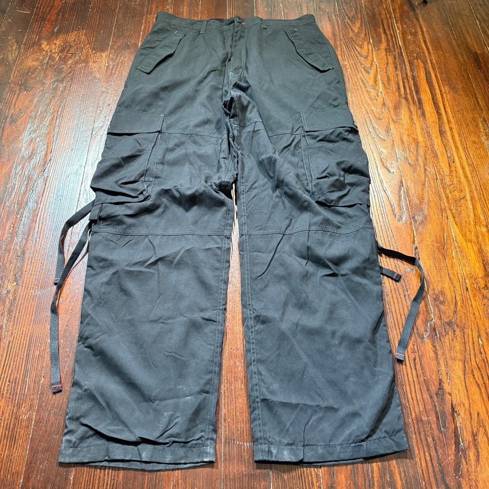 Emergency Exit Pants Mens 38x34 Black Y2K Baggy Cargo Goth Punk Skate NOS VTG